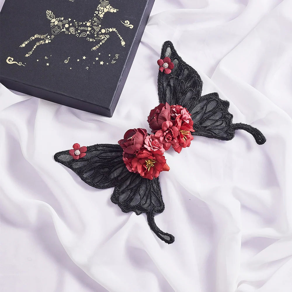 Tang Tang Craft - Gothic Lolita Black Lace Wing Hairclips
