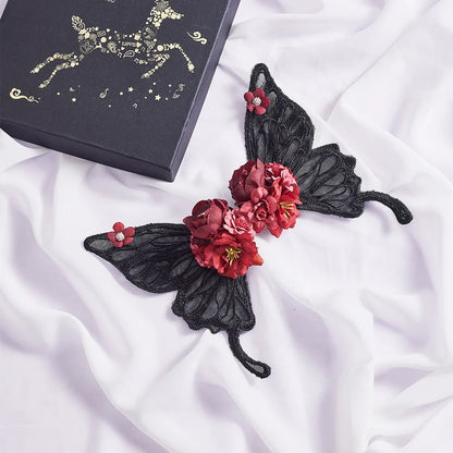 Tang Tang Craft - Gothic Lolita Black Lace Wing Hairclips
