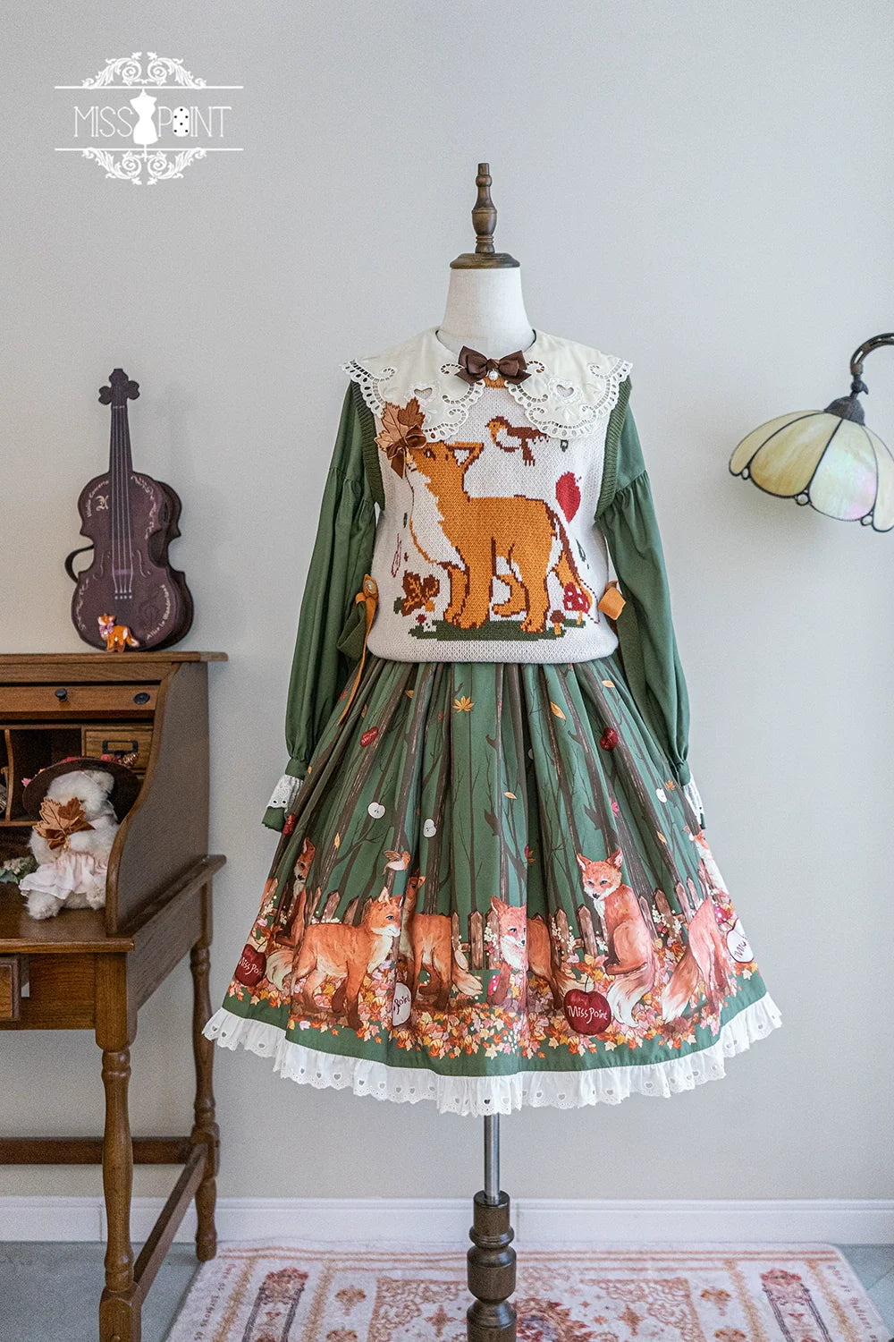 Miss Point - Chubby Fox in the Forest - Kawaii Lolita Vest Customized Lolita Sweater