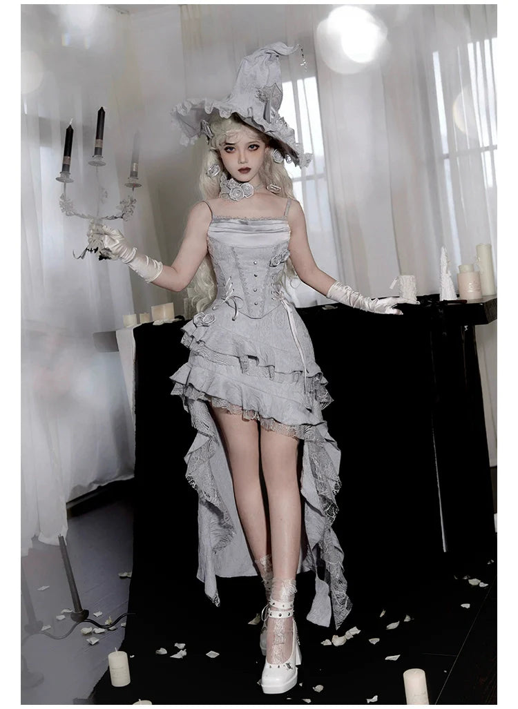 With PUJI - Letter and Poetry ﾂｷ Twilight - Gothic Witch Lolita SK Suit Bodice Mermaid Dress