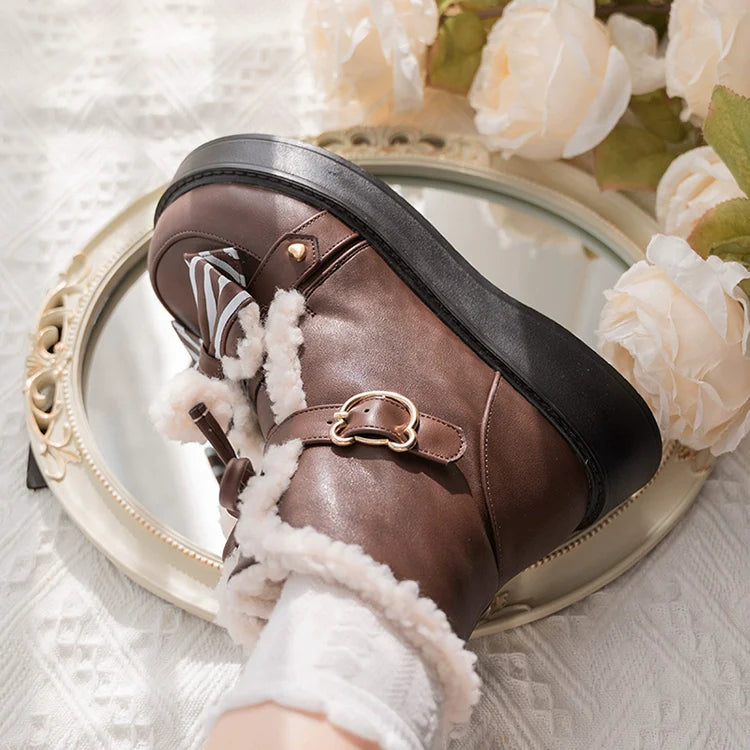 Beauty Bunny - Milk Bear - Winter Lolita Shoes Thick Sole Fleece Snow Boots