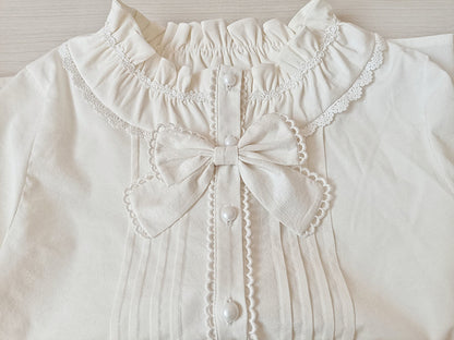 Youlan Lane - Daily Lolita Shirt lace Ruffled Blouse Round Neck