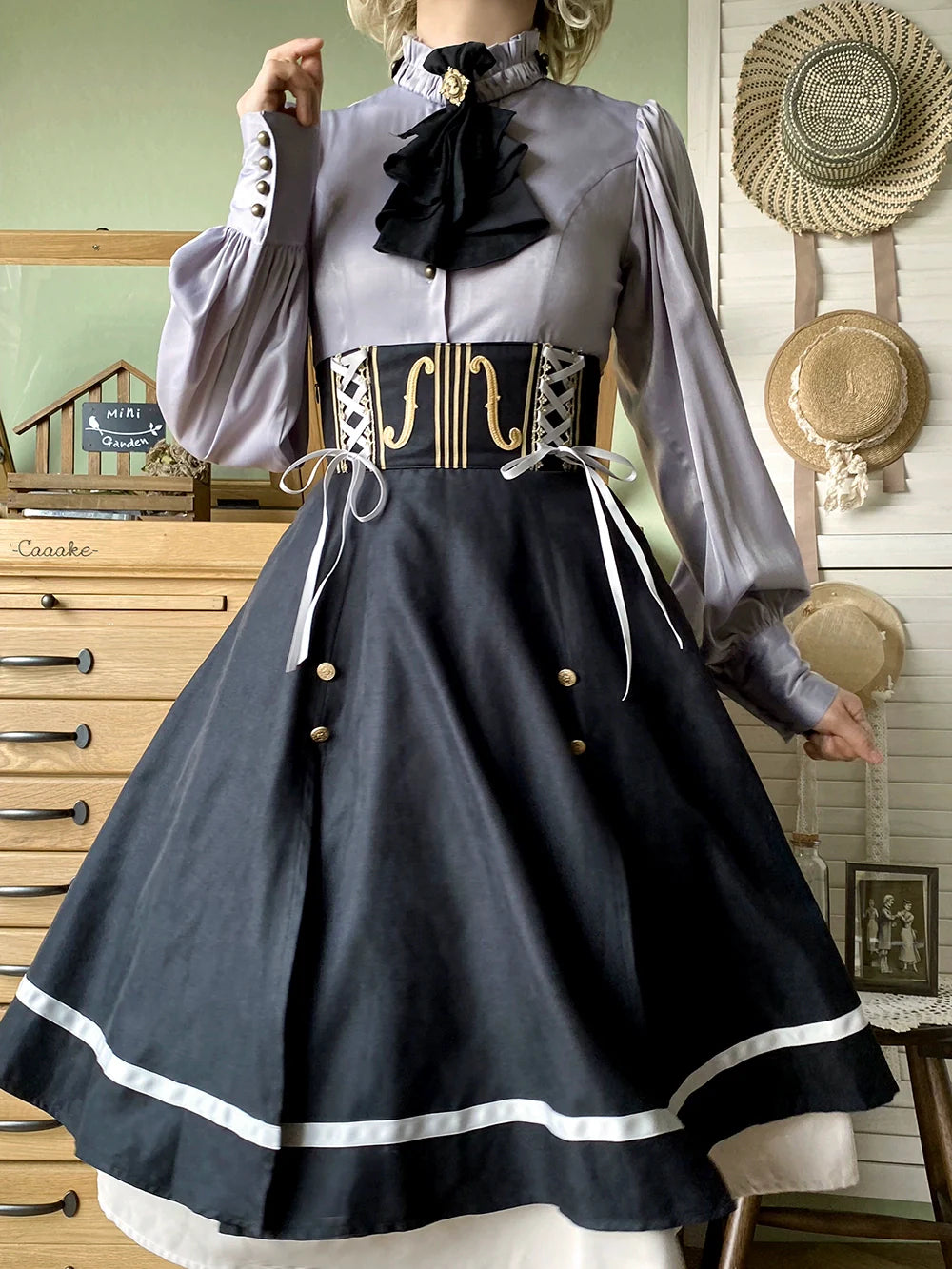 Miss Point - Golden Movement - Elegant Lolita Fishbone Skirt Customized