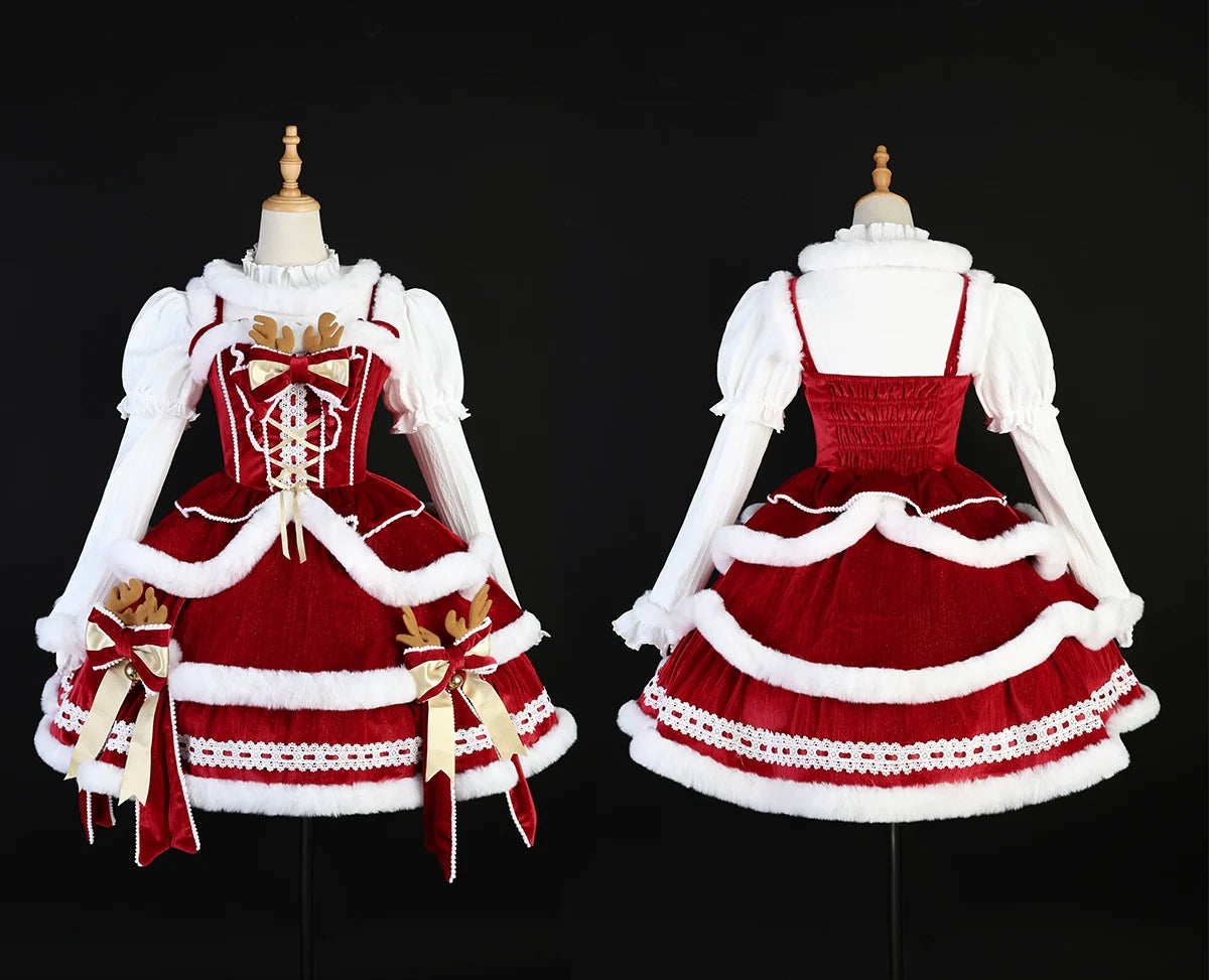 Matutu - Sweet Lolita JSK Suit Christmas Lolita Cape and Dress