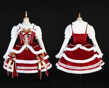 Matutu - Sweet Lolita JSK Suit Christmas Lolita Cape and Dress