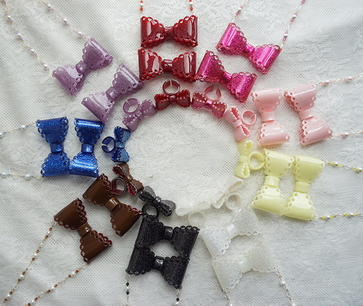 Cat Tea Party - Handmade Sweet Lolita Beaded Bow Necklace