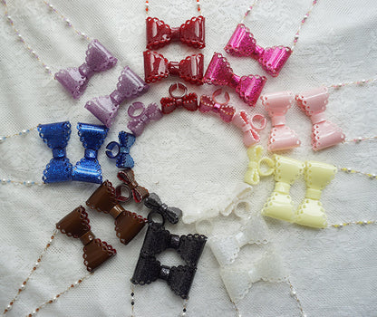 Cat Tea Party - Handmade Sweet Lolita Beaded Bow Necklace