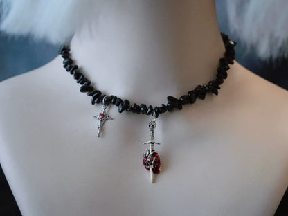 Strange Sugar - Handmade Gothic Lolita Choker, Multiple Pendant