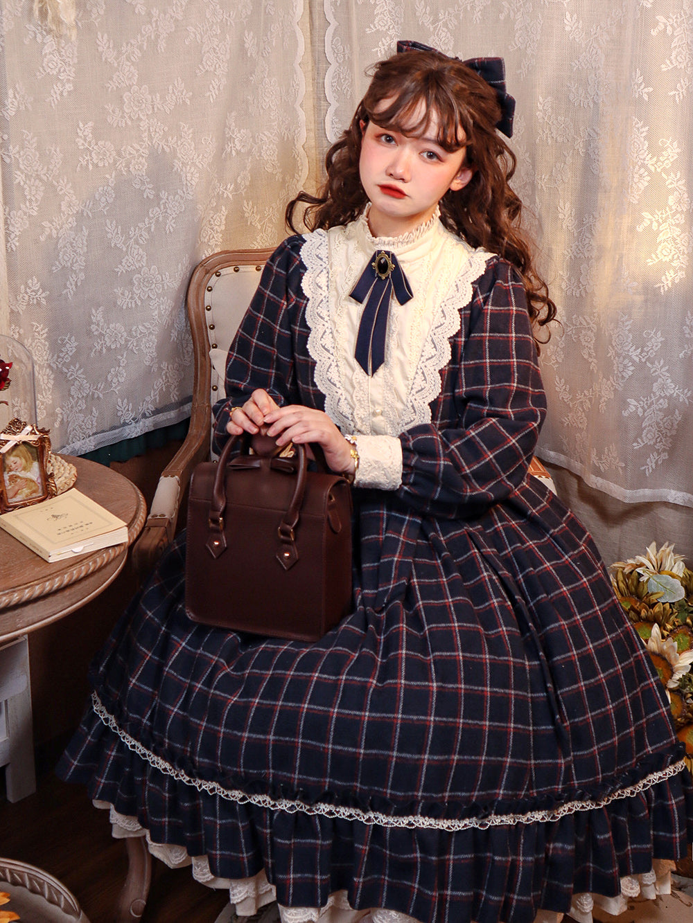 Miss Point - Rose Silhouette 3.0 - Plaid Vintage Classic Lolita OP