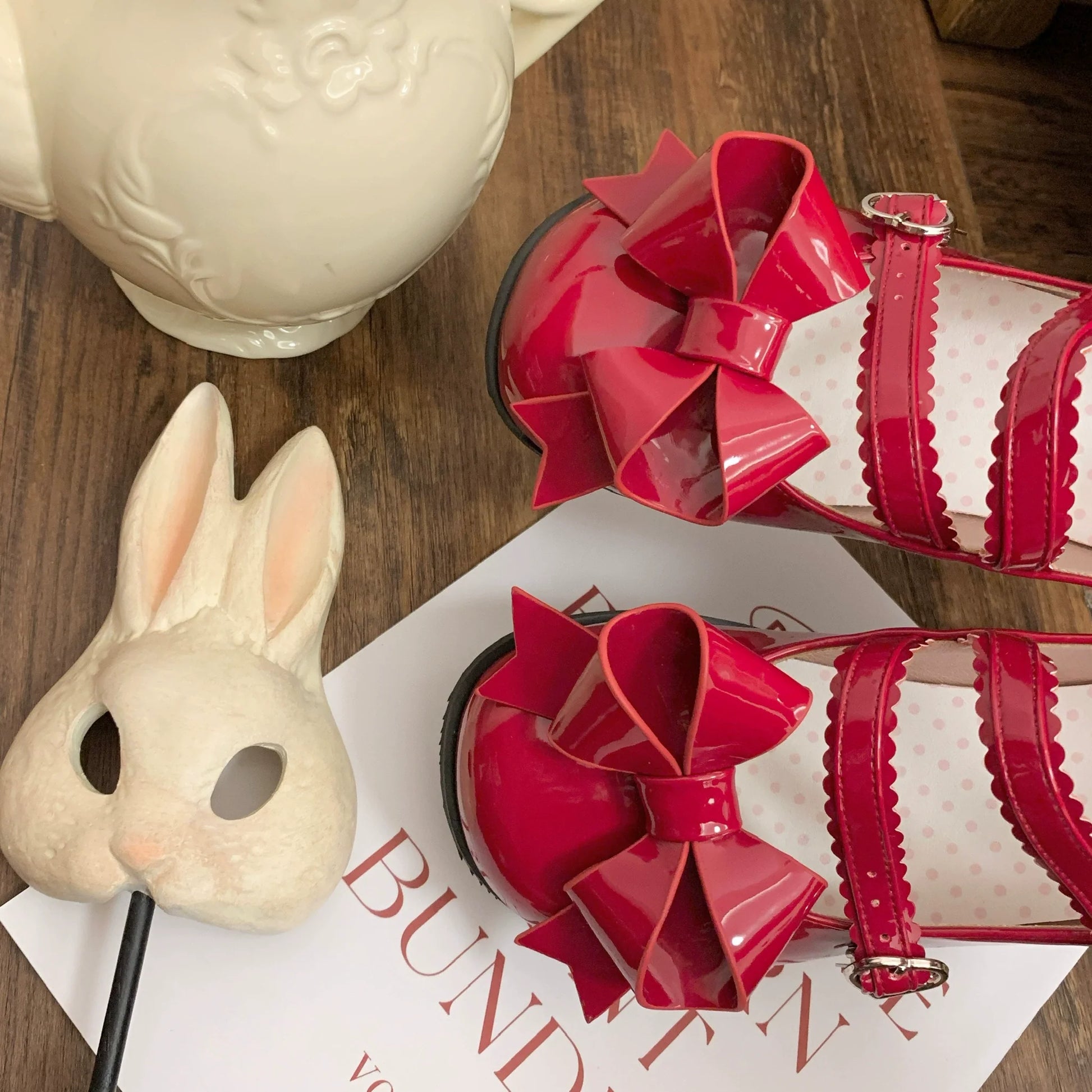 Dolly Doll - Apple Candy - Mary Jane Lolita Shoes Bow PU Low-Mid Heel Shoes