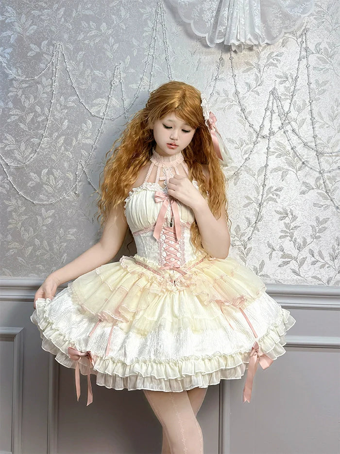 Alice Girl - Cross - Gothic Princess Lolita Corset with Multiple Layers Hem