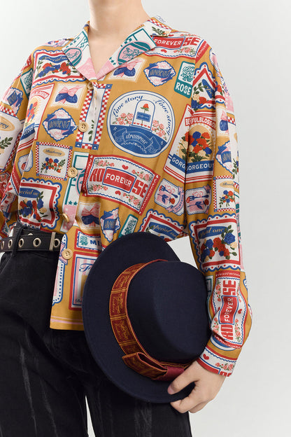 Miss Point - Strawberry Rose - Vintage American Daily Twill Print Shirt