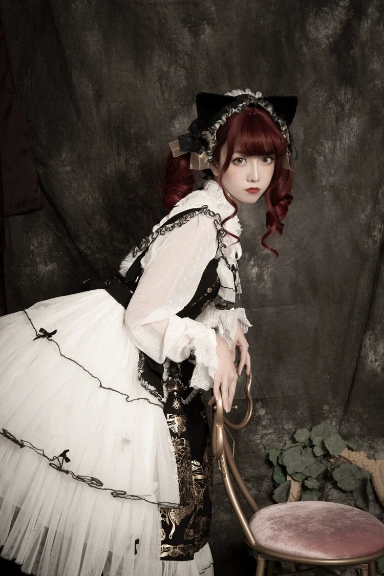 Ilovexiaolu - Foil-Stamped Fairytale Town - Animal Print Gothic Lolita Dress