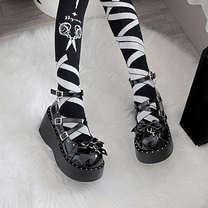Bondora - Devil Cross - Punk Lolita Shoes Cross High Platforms Shoes