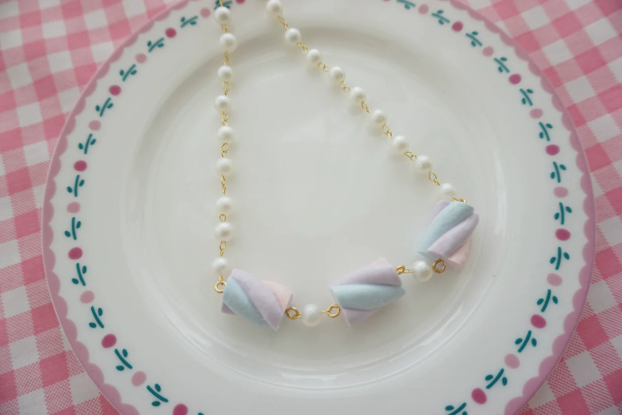 Cat Tea Party - Sweet Lolita Accessories Simulated Cotton Candy Clay Bracelet Necklace