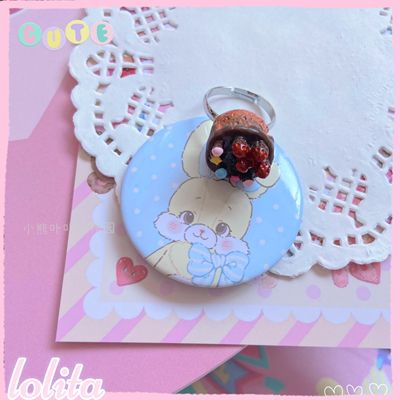 Kawaii Cake Heart Star Strawberry Lolita Rings