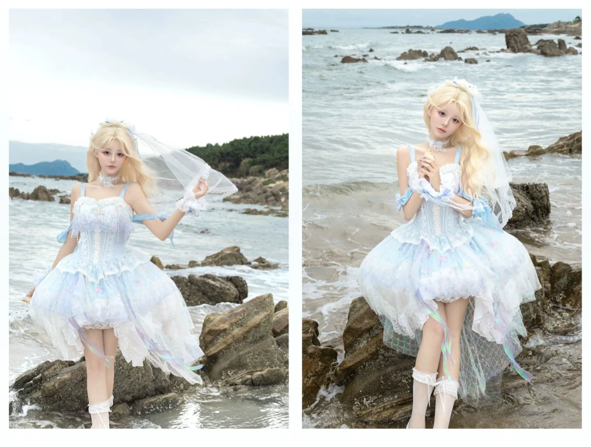 Qianmu - MermaidTears - Wedding Lolita JSK Dress, Ocean Theme