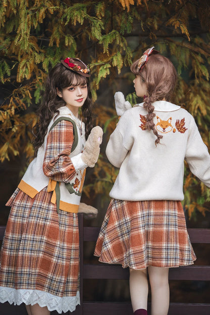 Miss Point - Chubby Fox in the Forest - Kawaii Lolita Vest Customized Lolita Sweater
