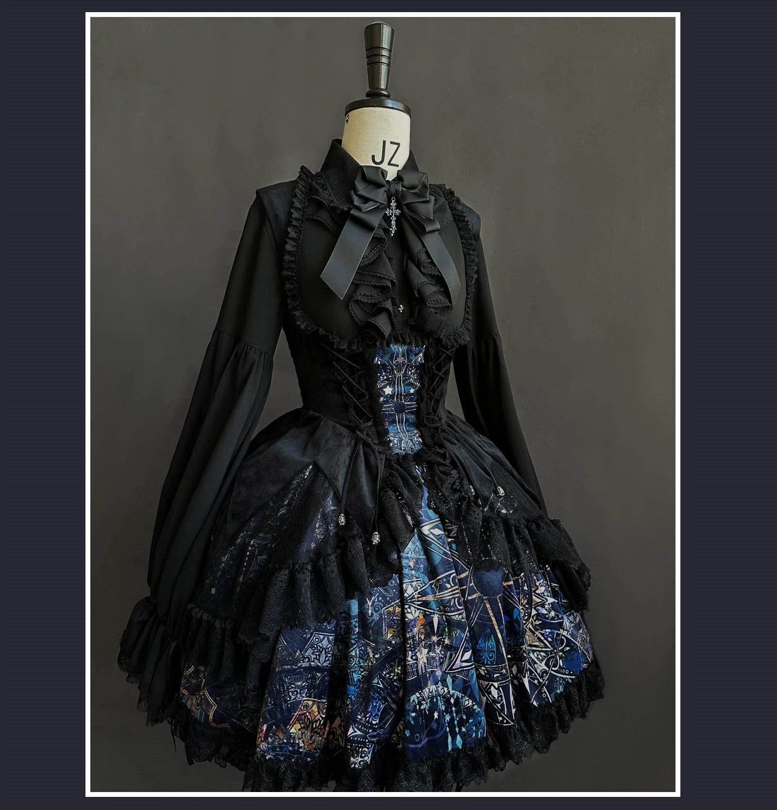 SUSIN - Night Traveler - Classic and Elegant Gothic Dress with Colorful Window Prints