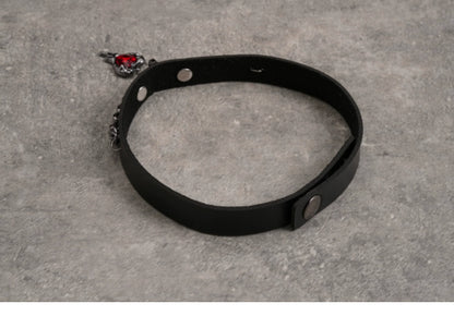 Strange Sugar - Gothic Lolita Choker Faux Leather Heart Pendant Necklace