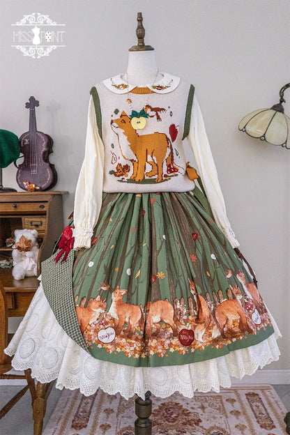 Miss Point - Chubby Fox in the Forest - Kawaii Lolita Vest Customized Lolita Sweater