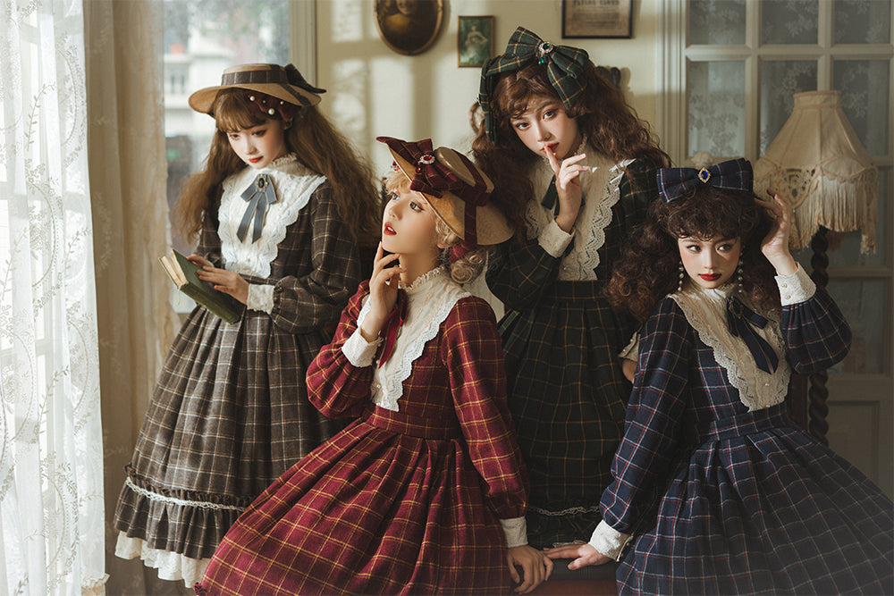 Miss Point - Rose Silhouette 3.0 - Plaid Vintage Classic Lolita OP