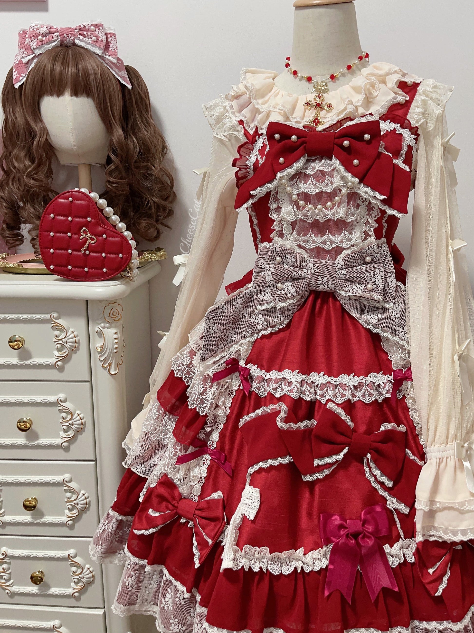 Cheese Cat - Sweet Lolita KC Lace Butterfly Lolita KC with Pearl