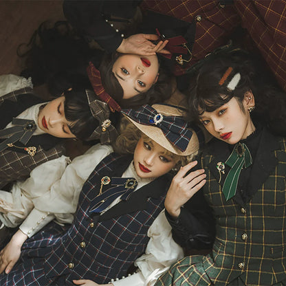 Miss Point - Rose - Elegant Lolita Fishbone Grid Skirt Customized