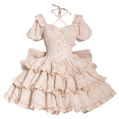 OCELOT - Puff Rose - Sweet Lolita OP Princess Bow Trailing Lolita Dress
