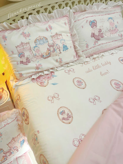 Drunke - Bears Afternoon Tea - Cute Lolita Bedding Set Bear Print Lolita Four-piece Suit
