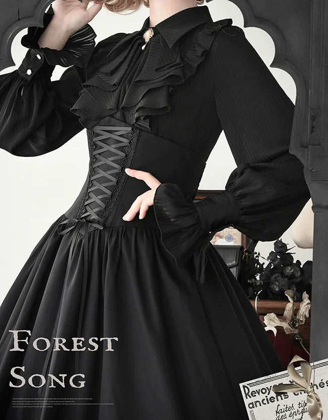 Forest Song - Astris - Reversible Classic Lolita High Waist Fishbone Skirt