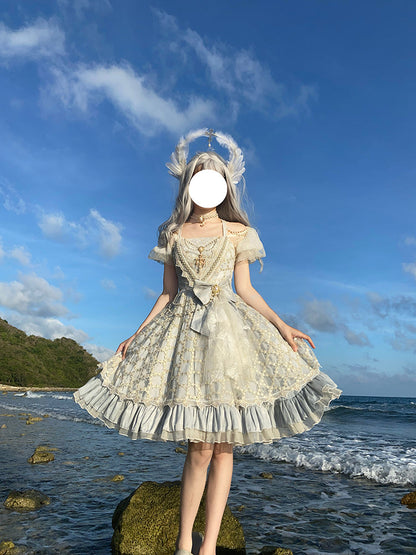 Lingxi Lolita - Greek Style Vintage Handmade Bead Lolita Dress