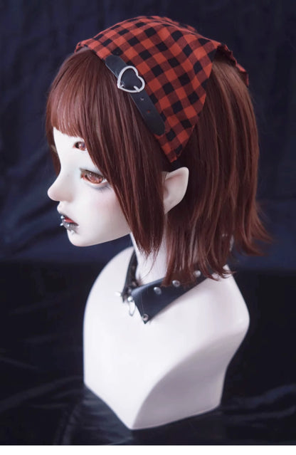 Strange Sugar - Gothic Lolita Black-red Plaid Hairband