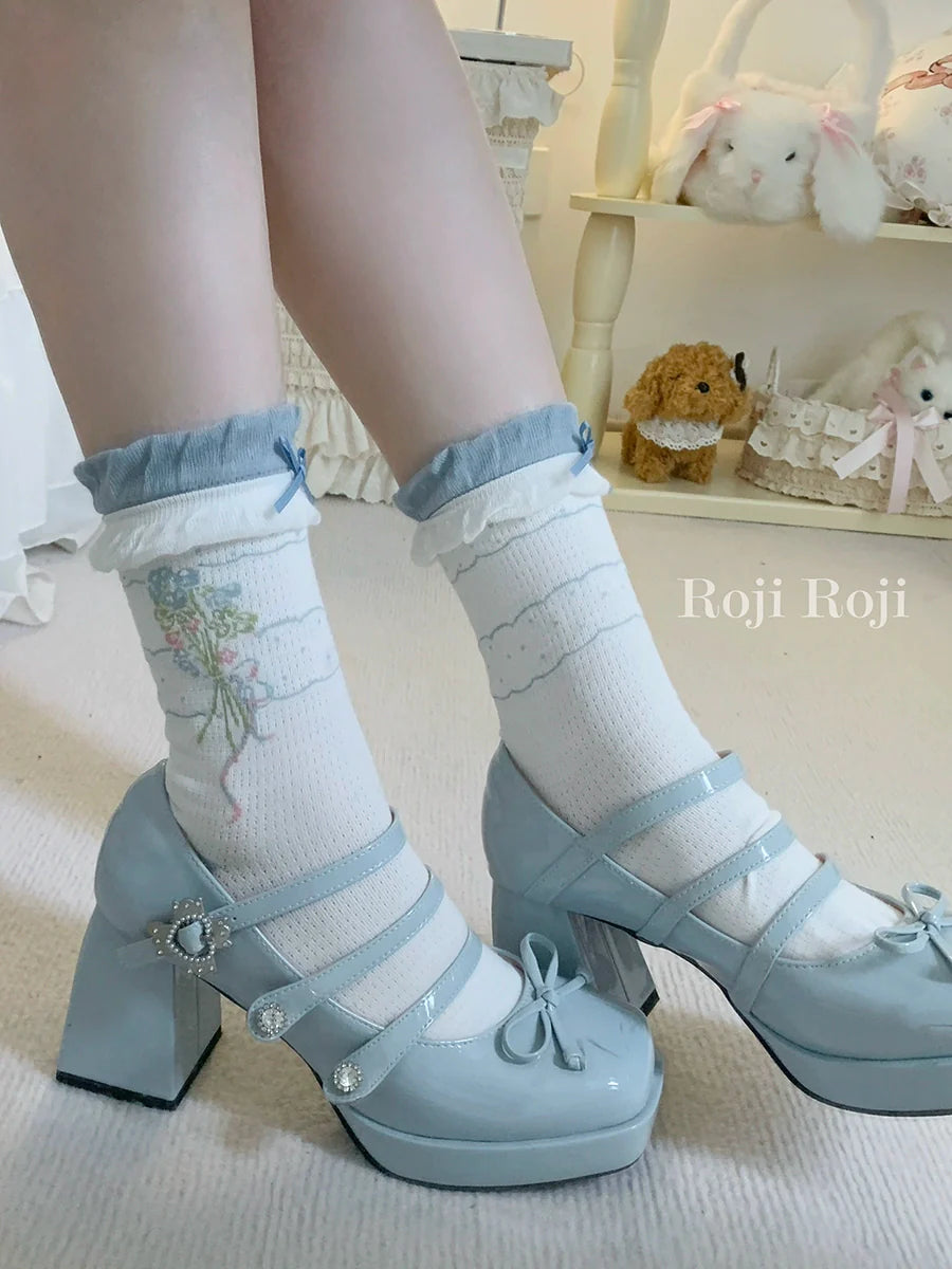 Roji Roji - Spring Floral - Sweet Cotton Lolita Ankle Socks