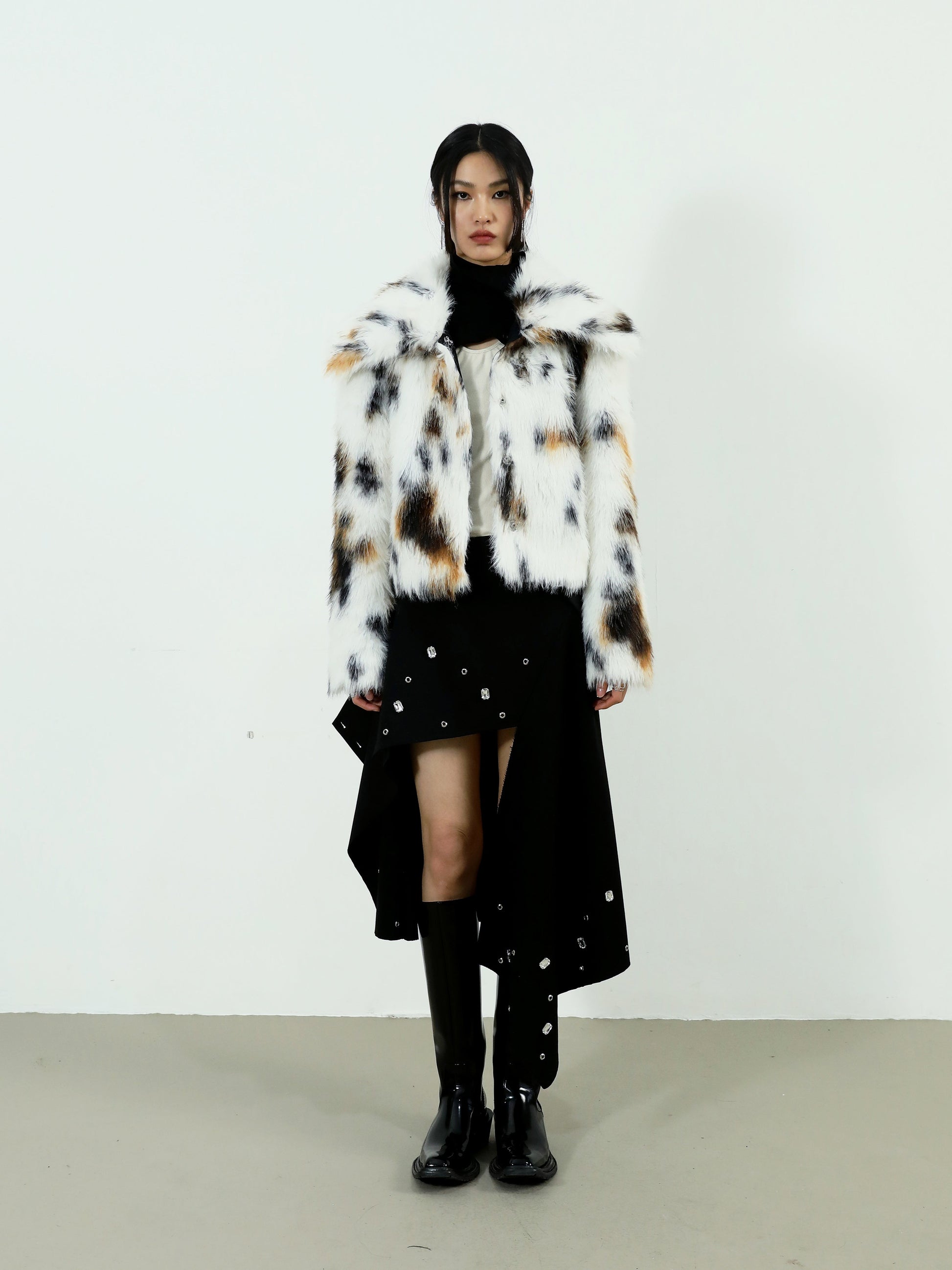 Animal Pattern Imitation Fur Short Coat