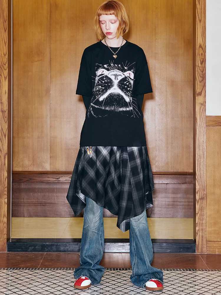 Fake two-piece long sleeve loose T-shirt【s0000009837】