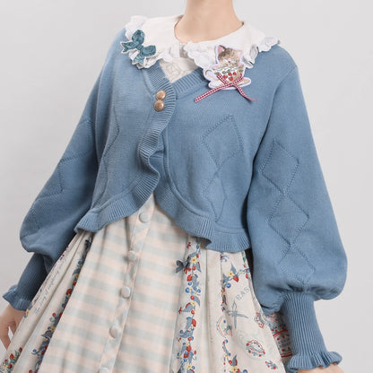 MIST - Cookie - Vintage Lolita Cardigan Short Sweater Multicolors