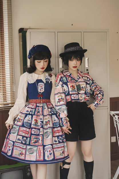 Miss Point - Strawberry Rose - Vintage American Daily Twill Print Shirt