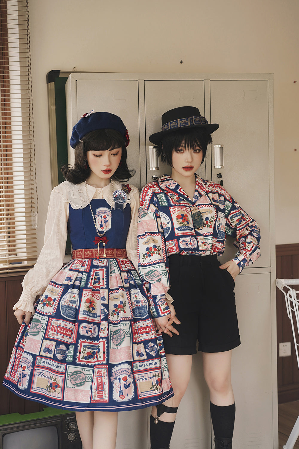 Miss Point - Strawberry Rose - Vintage American Casual Lolita Jumper Dress