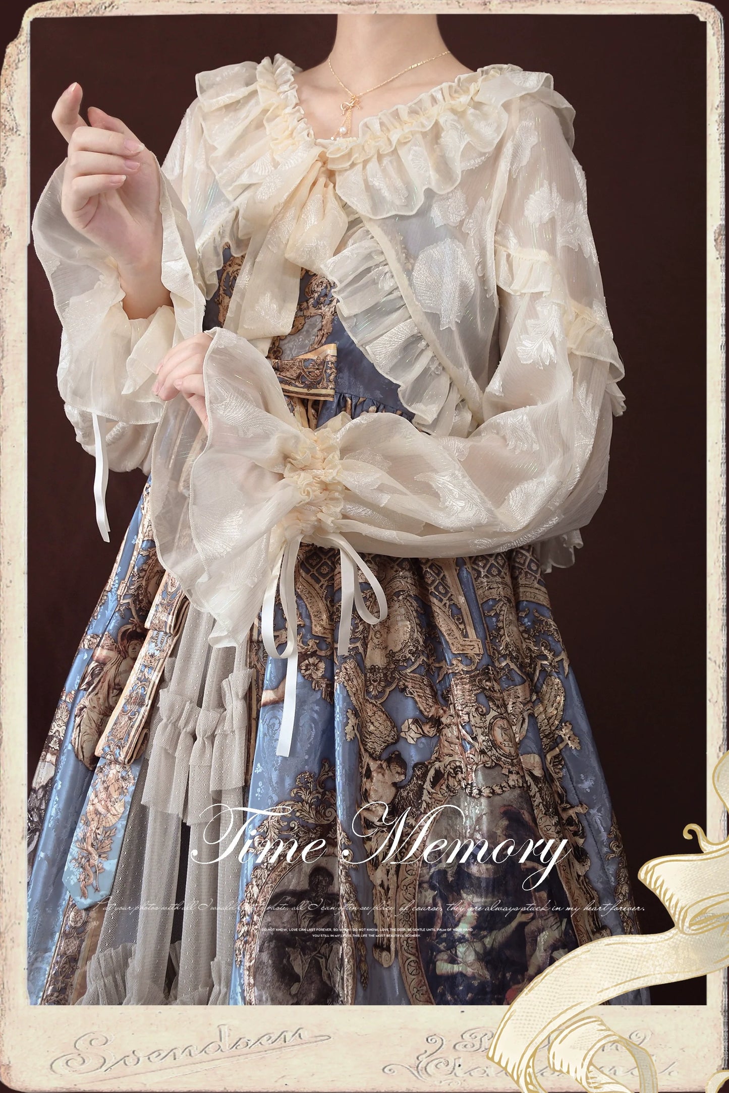 Time Memory - Xianbei - Sweet Lolita Chiffon Lantern Sleeve Cardigan with Bow