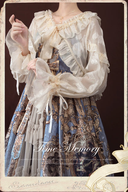 Time Memory - Xianbei - Sweet Lolita Chiffon Lantern Sleeve Cardigan with Bow