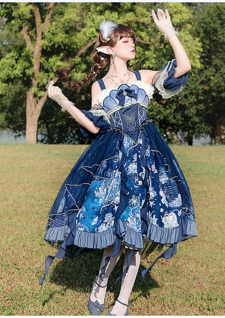 YingLuoFu - Original Elegant Lolita Blue Lolita JSK