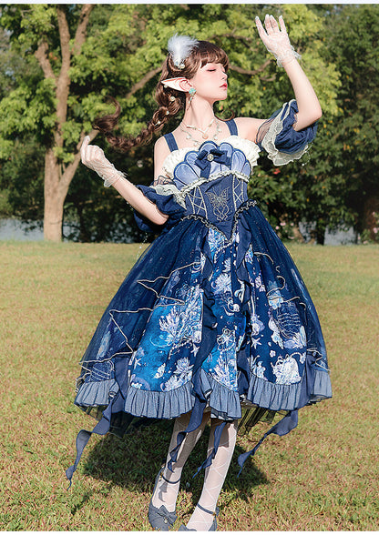 YingLuoFu - Original Elegant Lolita Blue Lolita JSK
