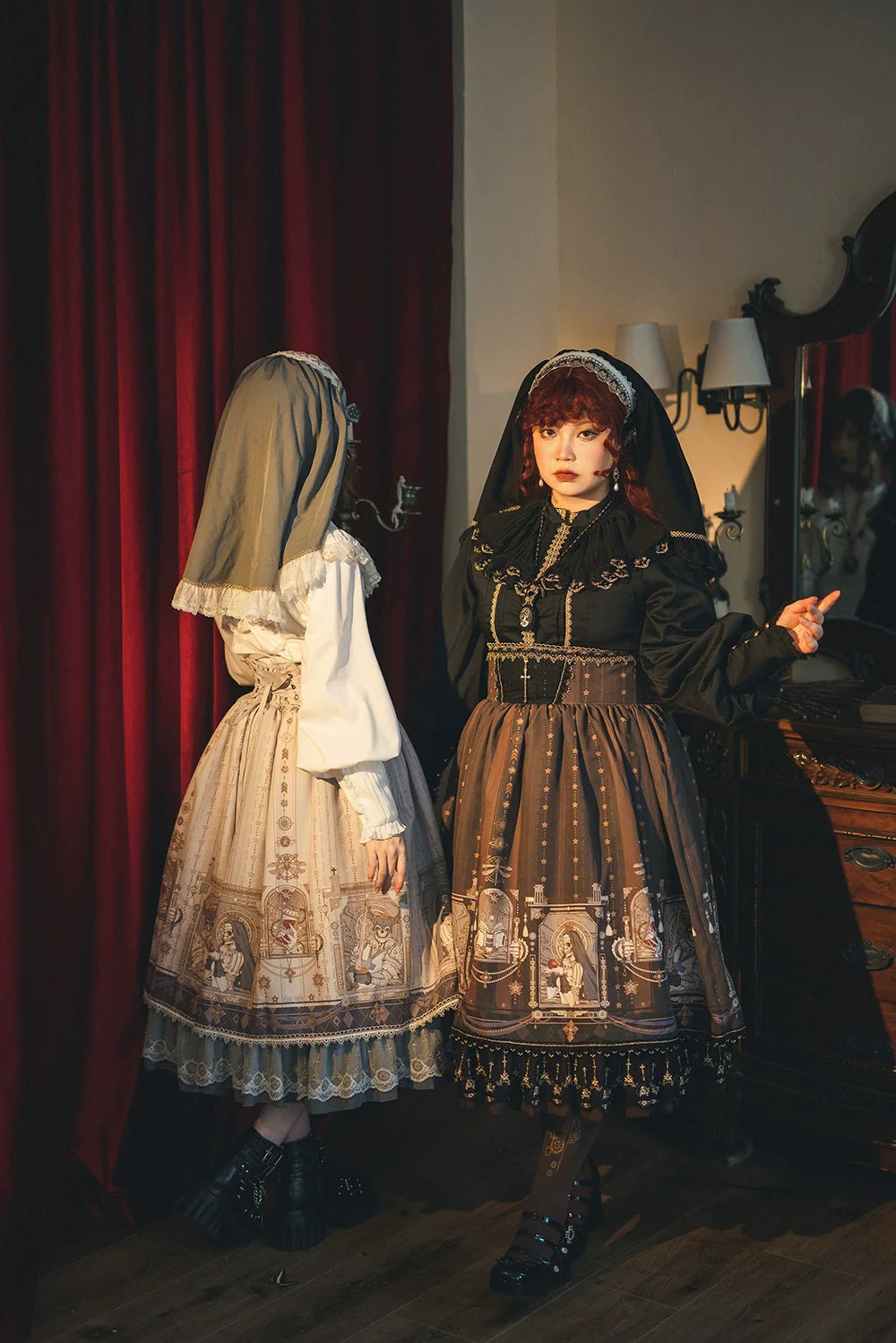 Miss Point - Demon Hunting Notes - Fishbone Gothic Lolita Skirt