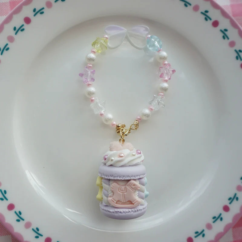Cat Tea Party - Sweet Lolita Necklace Carousel Cream Macaron Bag Pendant