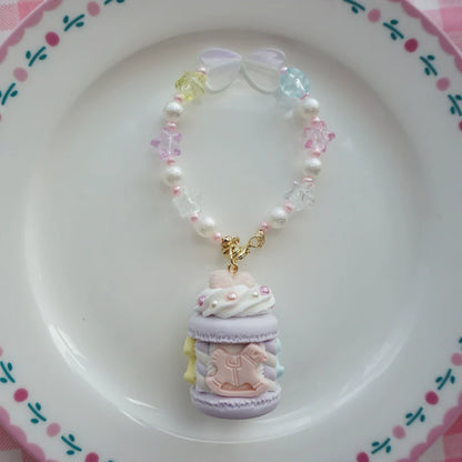 Cat Tea Party - Sweet Lolita Necklace Carousel Cream Macaron Bag Pendant