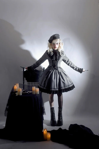 Miss Point - Classical Chocolate - Classic Lolita Skirt Elegant Striped SK