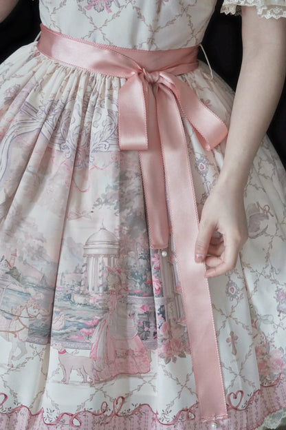 Moon River - Swan Lake Mirror - Pink Sweet Lolita Print JSK Dress