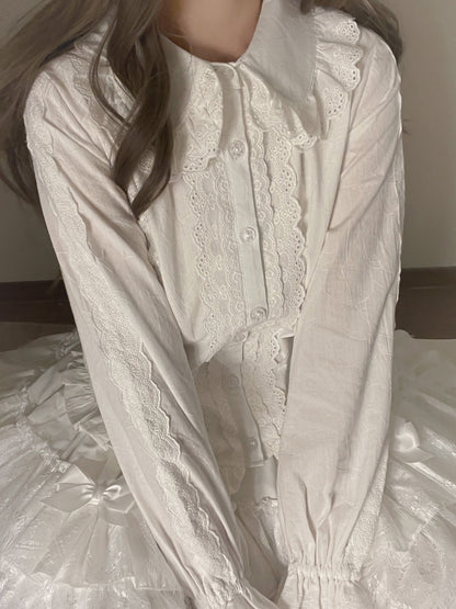 MIST - Lily - Kawaii Lolita Blouse Soft Girl Bubble Puff Sleeve