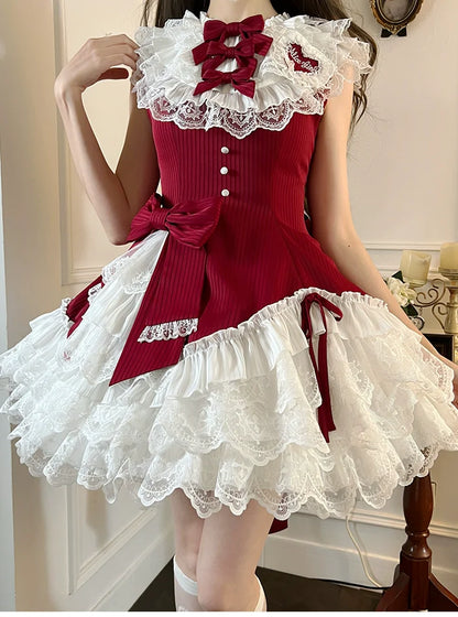 Alice Girl - Arrogant Miss - Sweet Lolita Jumper Dress with Tiered Lace Dress